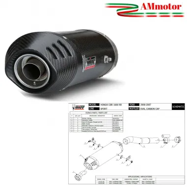Mivv Honda Cbr 1000 RR 06 - 2007 Terminale Di Scarico Moto Marmitta Oval Carbon Cap Omologato