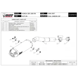 Mivv Honda Cbr 1000 RR 06 - 2007 Terminale Di Scarico Moto Marmitta Oval Carbon Cap Omologato 2