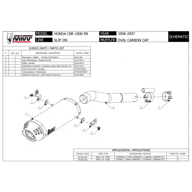 Mivv Honda Cbr 1000 RR 06 - 2007 Terminale Di Scarico Moto Marmitta Oval Carbon Cap Omologato