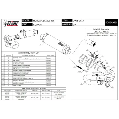 Mivv Honda Cbr 1000 RR 08 - 2013 Terminale Di Scarico Moto Marmitta GP Carbonio