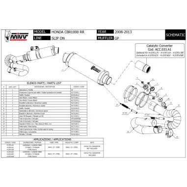 Mivv Honda Cbr 1000 RR 08 - 2013 Terminale Di Scarico Moto Marmitta GP Carbonio Omologato