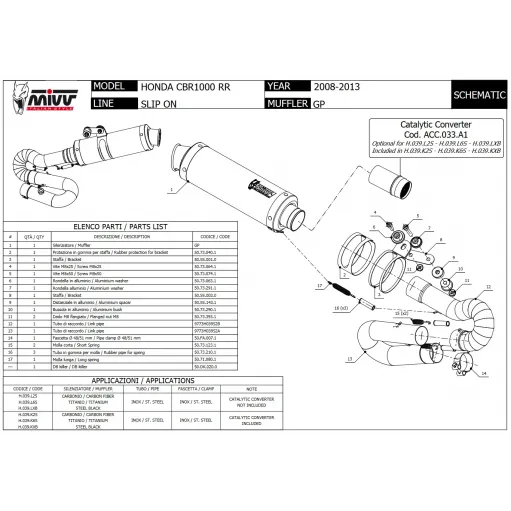 Mivv Honda Cbr 1000 RR 08 - 2013 Terminale Di Scarico Moto Marmitta GP Carbonio Omologato