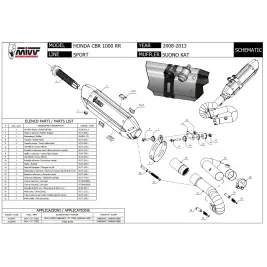 Mivv Honda Cbr 1000 RR 08 - 2013 Terminale Di Scarico Moto Marmitta Suono Inox Nero Omologato 2