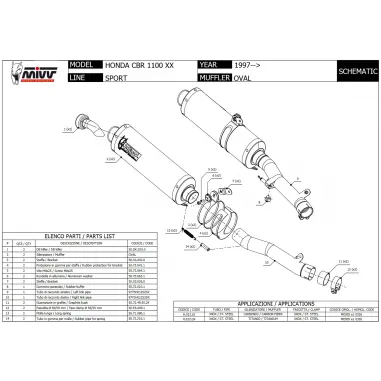 Mivv Honda Cbr 1000 XX 97 - 2006 Terminali Di Scarico Moto Marmitte Oval Carbonio