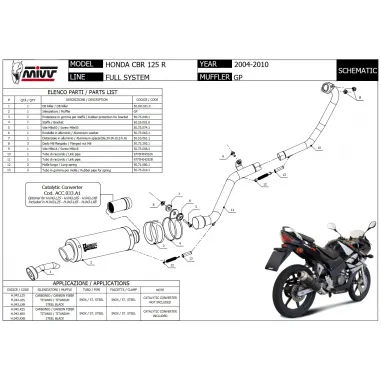 Scarico Completo Mivv Honda Cbr 125 R 04 - 2010 Moto Terminale GP Carbonio