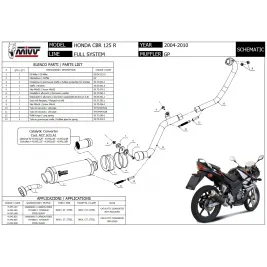 Scarico Completo Mivv Honda Cbr 125 R 04 - 2010 Moto Terminale GP Inox Nero 2
