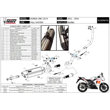 Scarico Completo Mivv Honda Cbr 125 R 11 - 2016 Moto Terminale Suono Inox