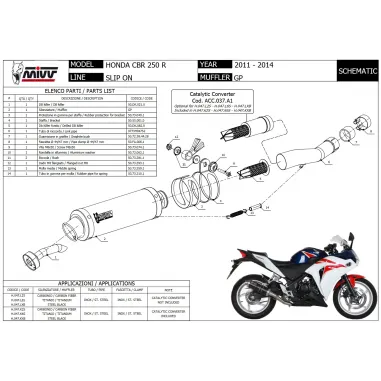 Scarico Completo Mivv Honda Cbr 250 R 11 - 2014 Moto Terminale GP Inox Nero