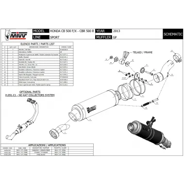Mivv Honda Cbr 500 R 13 - 2015 Terminale Di Scarico Moto Marmitta Gp Carbonio Omologato