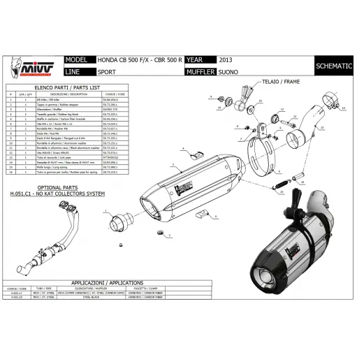 Mivv Honda Cbr 500 R 13 - 2015 Terminale Di Scarico Moto Marmitta Suono Inox Nero Omologato