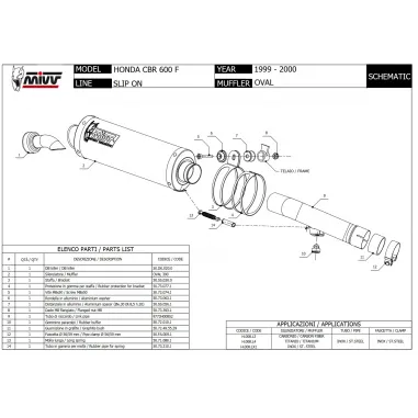 Mivv Honda Cbr 600 F 99 - 2000 Terminale Di Scarico Moto Marmitta Oval Carbonio