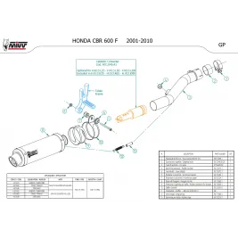 Mivv Honda Cbr 600 F 01 - 2010 Terminale Di Scarico Moto Marmitta Gp Inox Nero 2
