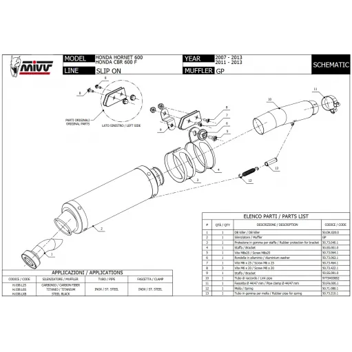 Mivv Honda Cbr 600 F 11 - 2013 Terminale Di Scarico Moto Marmitta GP Carbonio