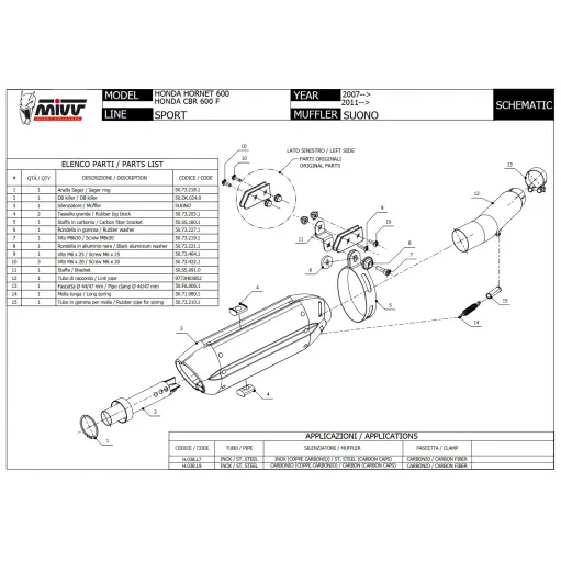 Mivv Honda Cbr 600 F 11 - 2013 Terminale Di Scarico Moto Marmitta Suono Inox