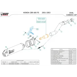 Mivv Honda Cbr 600 FS 01 - 2003 Terminale Di Scarico Moto Marmitta Oval Titanio Carbon Cap 2