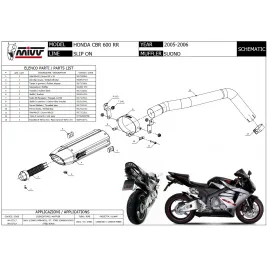 Mivv Cbr 600 RR 05 - 2006 Honda Terminale Di Scarico Moto Marmitta Suono Inox 2