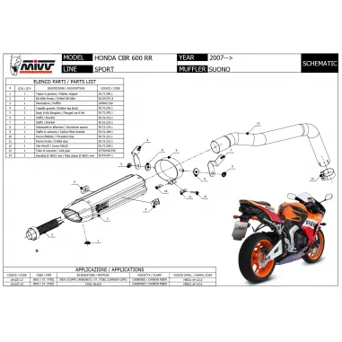 Mivv Cbr 600 RR 07 - 2016 Honda Terminale Di Scarico Moto Marmitta Suono Inox Nero