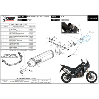 Mivv Honda Crf 1000 L Africa Twin Terminale Di Scarico Moto Marmitta Speed Edge Inox Nero