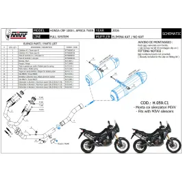 Honda Crf 1000 L Africa Twin Collettori Di Scarico Tubo Elimina Kat Catalizzatore Moto Per Scarico Mivv 2