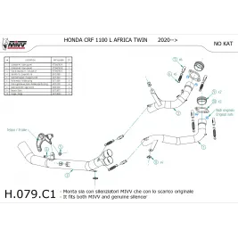 Honda Crf 1100 L Africa Twin Collettori Di Scarico Mivv Tubo Elimina Kat Catalizzatore Moto 2