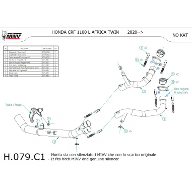Honda Crf 1100 L Africa Twin Collettori Di Scarico Mivv Tubo Elimina Kat Catalizzatore Moto