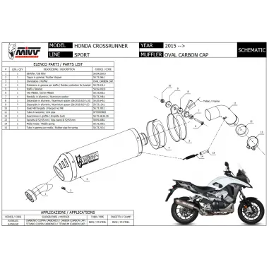 Mivv Honda Crossrunner 800 15 - 2020 Terminale Di Scarico Moto Marmitta Oval Titanio Carbon Cap Omologato