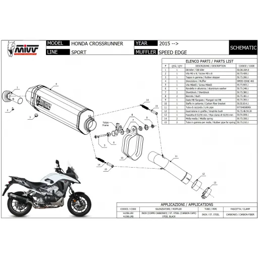 Mivv Honda Crossrunner 800 15 - 2020 Terminale Di Scarico Moto Marmitta Speed Edge Inox Omologato