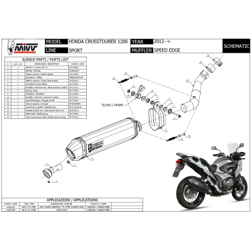 Mivv Honda Crosstourer 1200 Terminale Di Scarico Moto Marmitta Speed Edge Inox