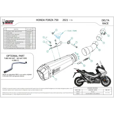 Mivv Honda Forza 750 Terminale Di Scarico Moto Delta Race Inox Omologato