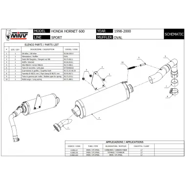Mivv Honda Hornet 600 98 - 2000 Terminale Di Scarico Moto Marmitta Ovale Inox