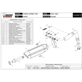 Mivv Honda Hornet 600 98 - 2002 Terminale Di Scarico Moto Marmitta Suono Inox Nero 2