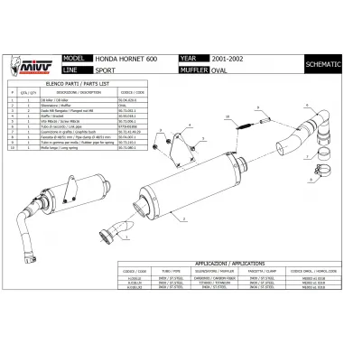 Mivv Honda Hornet 600 01 - 2002 Terminale Di Scarico Moto Marmitta Ovale Inox
