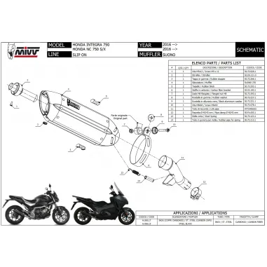 Mivv Honda Integra 750 16 - 2020 Terminale Di Scarico Marmitta Suono Black Moto Omologato Scooter