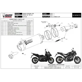 Mivv Honda Integra 750 16 - 2020 Terminale Di Scarico Marmitta Oval Carbon Cap Moto Omologato Scooter 2