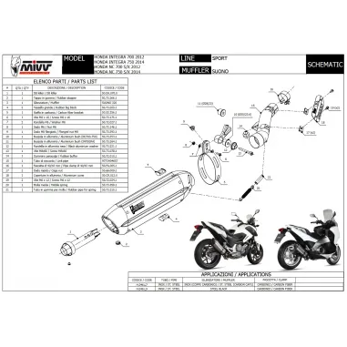 Mivv Honda NC 750 S / X 14 - 2015 Terminale Di Scarico Moto Marmitta Suono Inox Nero Omologato