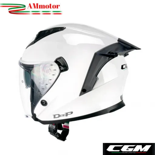 Casco Cgm Jet Moto Scooter Deep Mono Bianco Aperto Doppia Visiera