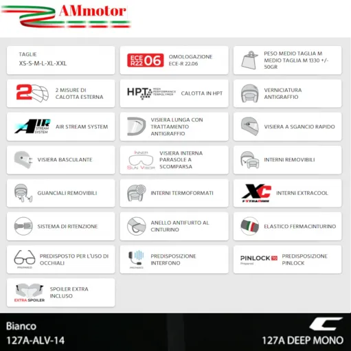 Casco Cgm Jet Moto Scooter Deep Mono Bianco Aperto Doppia Visiera