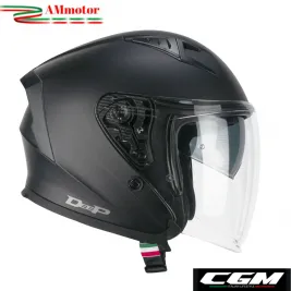 Casco Cgm Jet Moto Scooter Deep Mono Nero Opaco Aperto Doppia Visiera