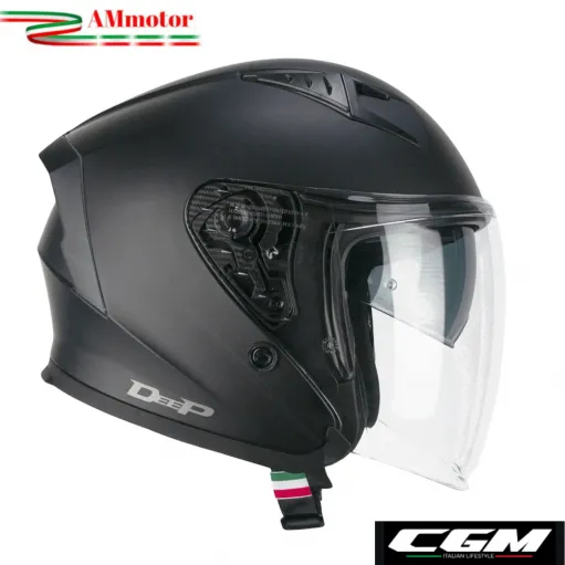 Casco Cgm Jet Moto Scooter Deep Mono Nero Opaco Aperto Doppia Visiera