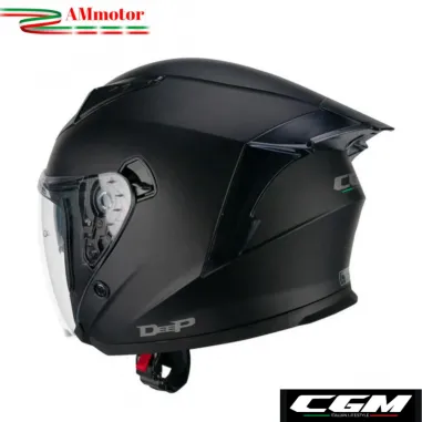 Casco Cgm Jet Moto Scooter Deep Mono Nero Opaco Aperto Doppia Visiera