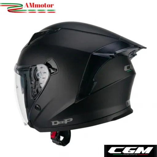 Casco Cgm Jet Moto Scooter Deep Mono Nero Opaco Aperto Doppia Visiera