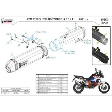 Mivv Ktm Super Adventure Adventure 1290 R / S Terminale Di Scarico Moto Marmitta Speed Edge Titanio Omologato