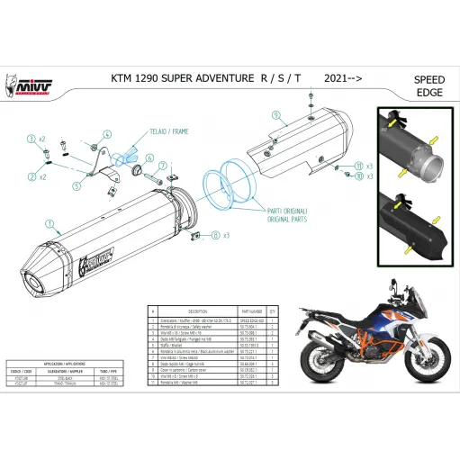 Mivv Ktm Super Adventure Adventure 1290 R / S Terminale Di Scarico Moto Marmitta Speed Edge Titanio Omologato
