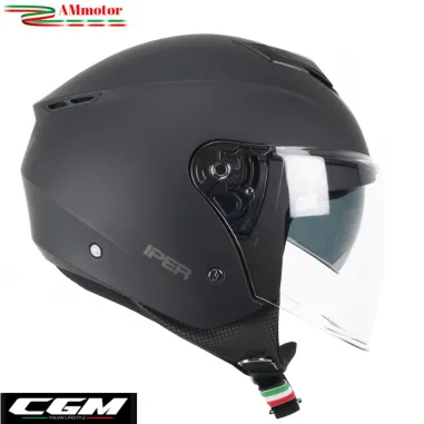 Casco Cgm Moto Scooter DNA APACHE Grafite Arancione Opaco  Doppia Visiera