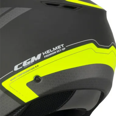 Casco Cgm Moto Scooter Demi Jet Iper City Grafite Giallo Fluo Opaco Doppia Visiera