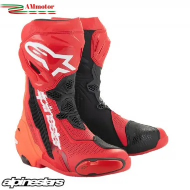 Alpinestars Supertech R Vented Red Fluo Stivale Moto Racing Pista