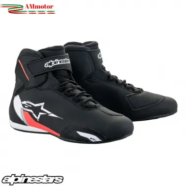 Scarpe Da Moto Sektor Shoe Alpinestars Black White Red Fluo Sportive Uomo
