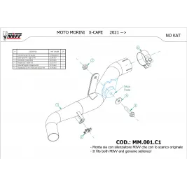 Mivv Tubo Elimina Kat Moto Morini X-Cape 650 Collettore Di Scarico Decatalizzatore 2