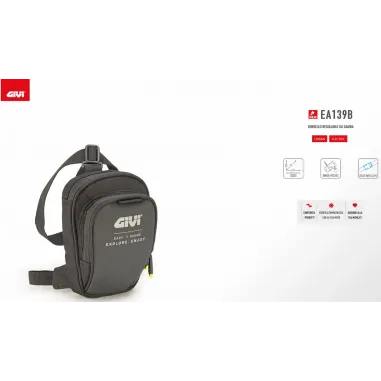 Borsello da Gamba Moto Givi Nero Portacellulare Regolabile Tessuto
