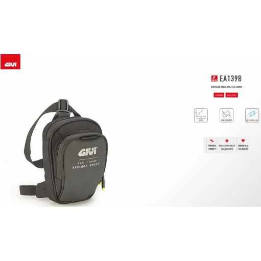 Borsello da Gamba Moto Givi Nero Portacellulare Regolabile Tessuto